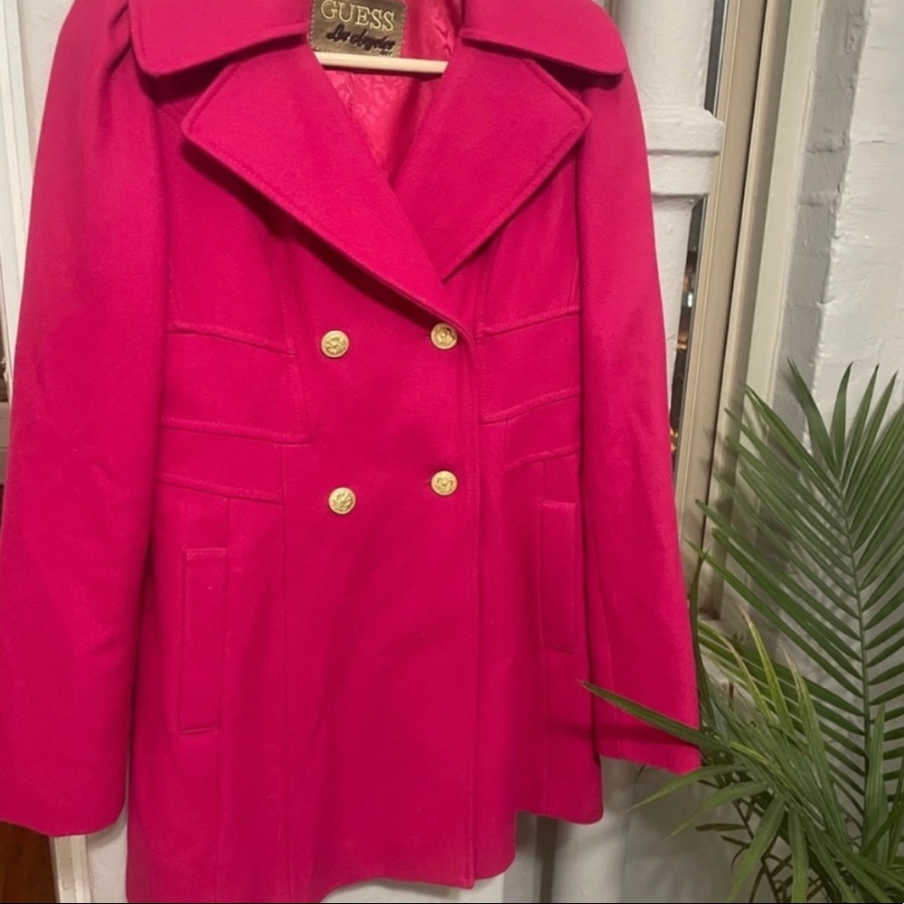 Guess pea coat in hot pink